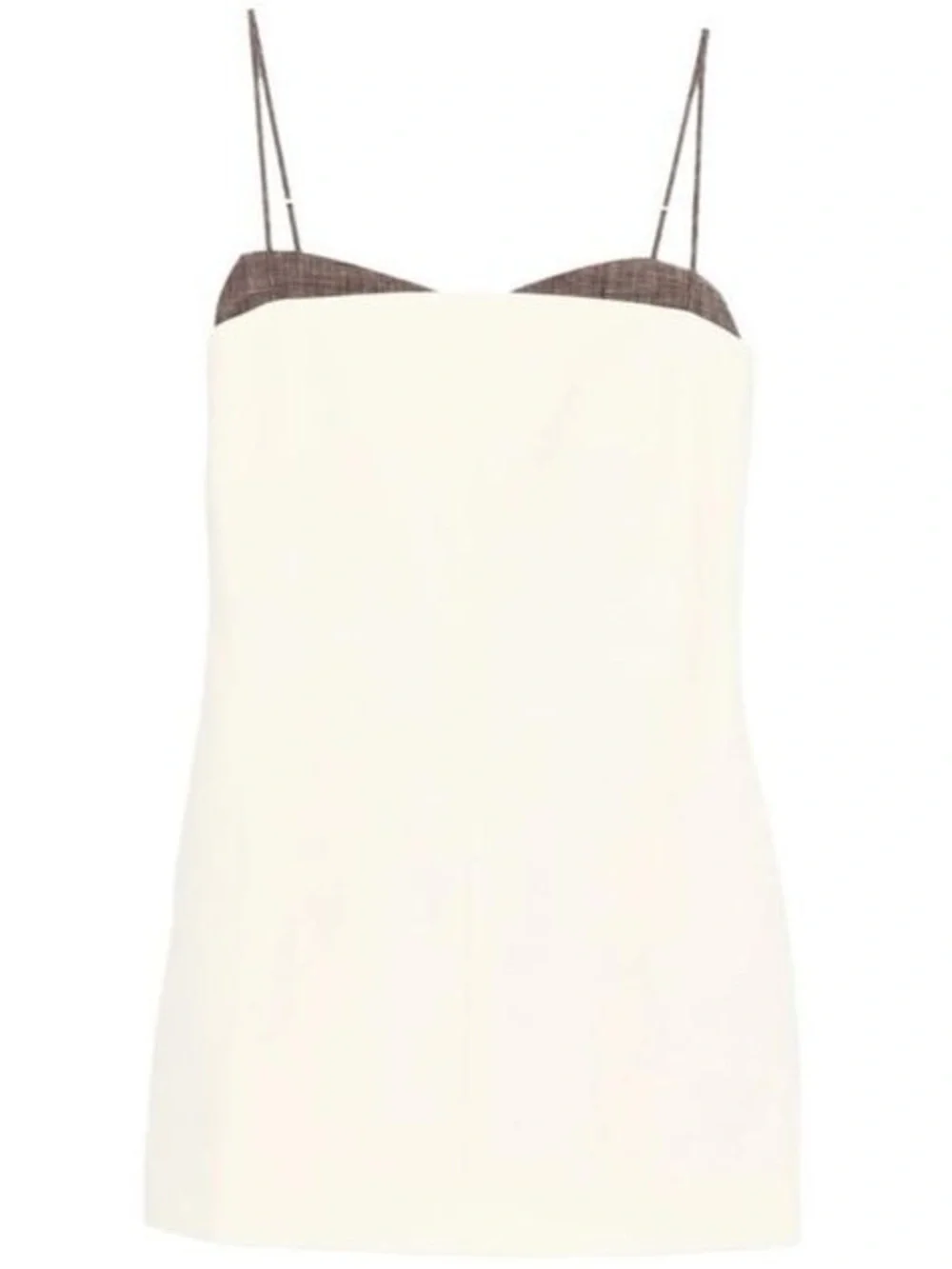 Free People Cream & Brown Satin Mini Dress